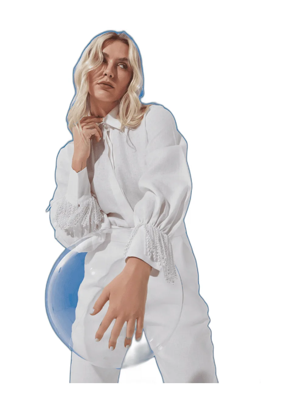 Camisa Pérola, na modelo